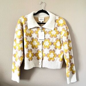 NWT Industry Floral Cropped Button Front Cardigan